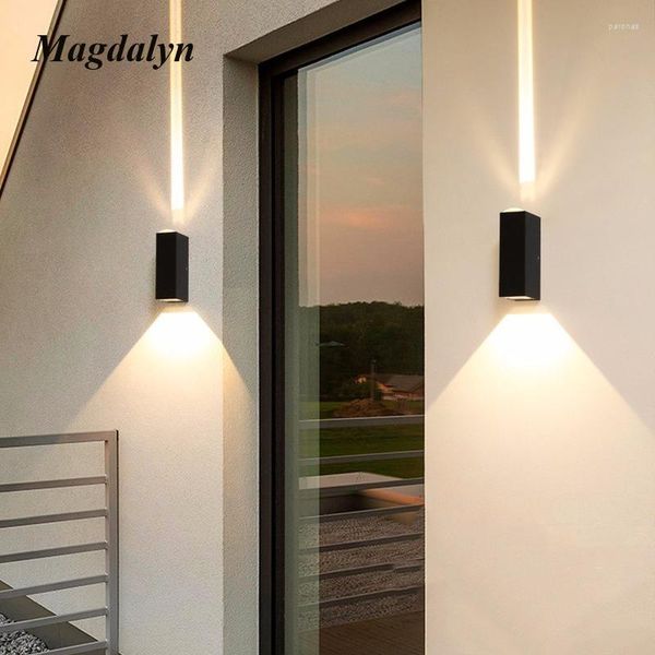 Lámpara de pared Magdalyn Led luces exteriores impermeables hacia arriba y hacia abajo Patio aplique brillante de un haz iluminaciones lámparas de aluminio para interiores