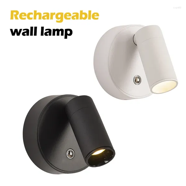 Lámpara de pared Base magnética USB USB LED inalámbrica LED recargable con interruptor táctil Magnet blanco Magnet Bedefuerte para leer