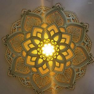 Applique Murale Mandala Salle De Yoga Veilleuse LED Multicouche Découpé Au Laser Sculpté Élégant Acrylique Suspendu Créatif