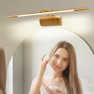 Muurlamp mantoliet modern dimbare spiegelbadkamer licht voor huisdecor messing slaapkamer ijdelheid led -lichten armatuur 3000k 8W