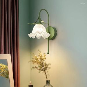 Wandlamp Glazen lampenkap in mediterrane stijl Blauwe hoofdslaapkamer E27 LED-kandelaars Binnenverlichtingsarmaturen voor thuis