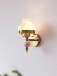 Applique murale moyen français rose Vintage lampes en verre chambre salon appliques lumières chevet nordique escalier étude décor éclairage