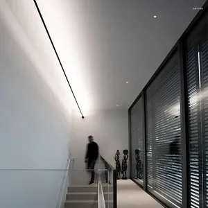 Applique murale minimaliste LED bandes de barre applique moderne noir blanc RGB coloré horizon linéaire lumière pour fond de vie décor de salle