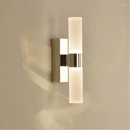 Applique Murale Minimaliste LED Miroir Lumière Pour Salle De Bains AC85-265V 6W Double Têtes Acrylique El Chambre À Côté Des Lampes