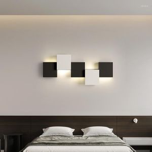 Applique murale minimaliste lumières Led carré noir blanc pour couloir escalier chambre salon décoration maison éclairage intérieur