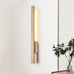 Lámpara de pared minimalista larga sala de estar línea de fondo estilo japonés dormitorio silencioso cabecera crema escalera luz