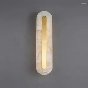 Muurlamp Minimalistisch luxe marmeren licht Moderne metalen goud LED BEDBADE MOUSE SLAAPKAMER EL LONGE RECHTANGELLANGAN ALABASTER SCONCES