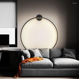 Wandlamp Minimalistische Ring LED Goud Zwart Aluminium Afstandsbediening Dimmen Salon Slaapkamer Verlichtingsarmaturen Deco