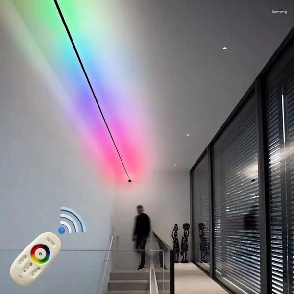 Applique murale minimaliste horizon linéaire lumière LED RGB bandes de barre colorées pour salon fond Art ligne décor applique luminaire