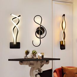 Applique Murale Minimaliste Twist LED Lampes Salon Chambre Chevet 16W AC96V-260V Intérieur Noir Blanc Allée Éclairage Décoration