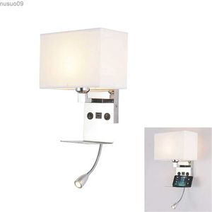 Wandlamp Minimalistische wandlamp bedlampje leeslamp met schakelaar mobiele telefoonhouder oplaadbare wandlampen voor hotelkamers