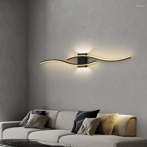 Lámpara de pared Minimalista Metal ondulado Luces LED Sala de estar Dormitorio Sconce Art Design 3000K 5000K Drop