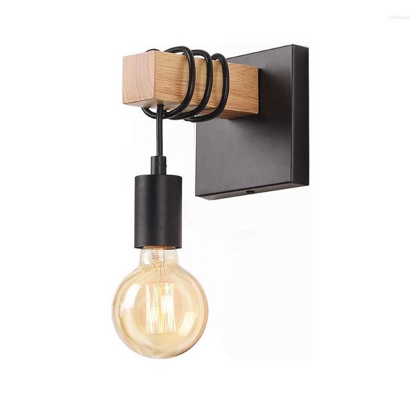 Applique MMBL décor à la maison bois miroir lampes LED noir pour chambre chevet sans ampoule E27 AC110-220V