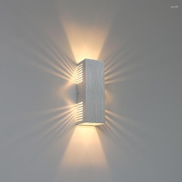 Lámpara de pared Moderna 9W LED Creativo Interior Minimalista Sala de estar Dormitorio Pasillo Iluminación Decoración Plata Aluminio