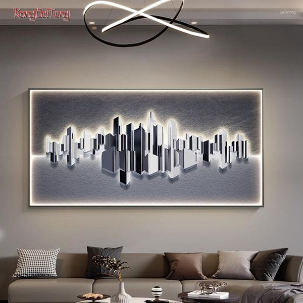 Applique murale moderne abstraite urbaine peinture intérieure LED lumière rechargeable Po pour salon canapé chambre placard décoration suspendue