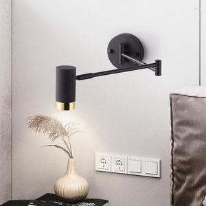 Applique murale moderne réglable balançoire bras Long lampes LED capteur tactile laveuse interne interrupteur de chevet domestique décor appliques