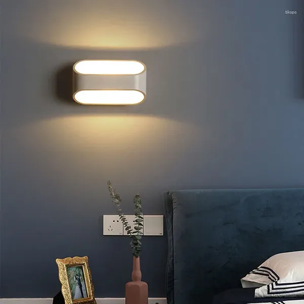 Lámpara de pared moderna de aluminio, iluminación de AC90-260V de arco sencillo para dormitorio, apliques, luminaria mural, luz de espejo