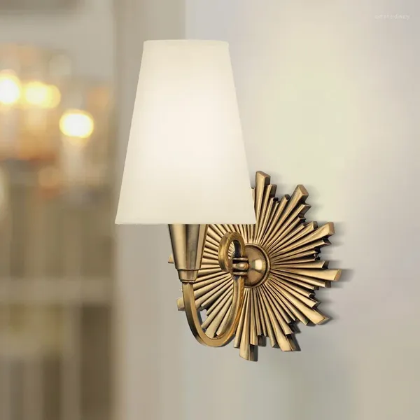 Lámpara de pared Modern Ameican Country Personalice el aplique LED de cobre completo El al lado del espejo Decoración para el hogar Accesorio de iluminación