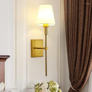 Lámpara de pared Lámpara de tela LED americana moderna, iluminación de luz para baño, espejo, dormitorio, pasillo, escaleras, decoración de habitación