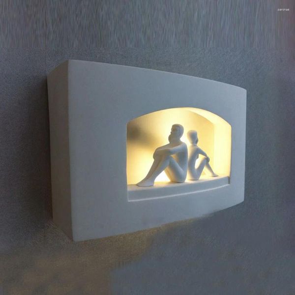 Lámpara de pared moderna amantes consecutivos luces de dormitorio lindo marfil marfil gypsum corredor cama lingües accesorios de iluminación