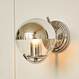 Wall Lamp Modern Bauhaus Silver Light Ball Glass Lights Villa Living Room Bedside Bedroom Lamps Lighting Decor Fixture