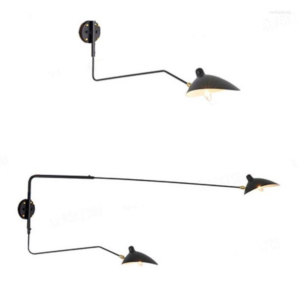 Applique murale moderne noire réglable lumière LED pour salle de bain chambre Vintage industriel rotatif