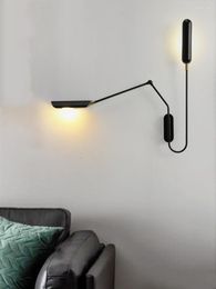 Muurlamp moderne zwarte retro industriële stijl slaapkamer licht restaurant lange arm Nordic Schonces woonkamer led