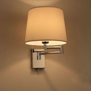 Wandlamp Moderne korte Amerikaanse persoonlijkheid verlichtingsstof Lampshape Slaapkamer Bedide E27 Bulb -licht