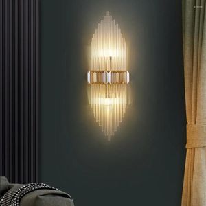 Wandlamp Moderne geborstelde titanium sconce met kristal luxe verlichtingsarmaturen voor slaapkamer woonkamer badkamer ijdelheid spiegel