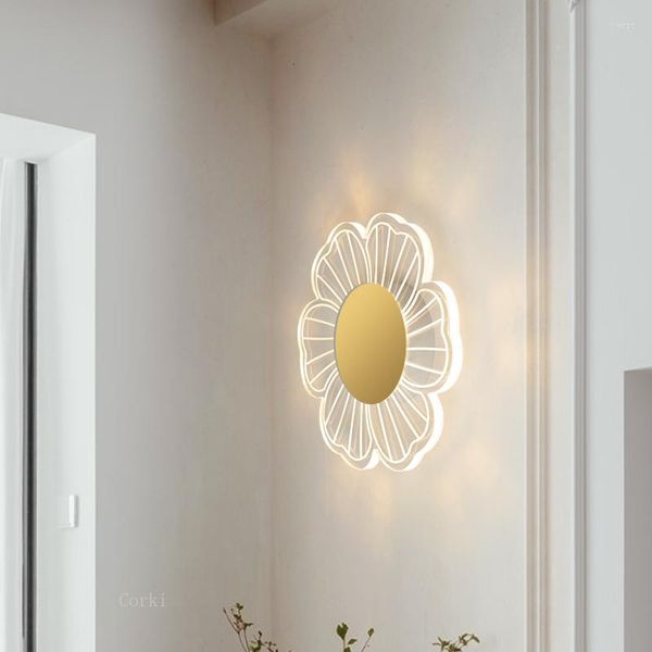 Lámpara de pared, luces de techo modernas, lámparas LED de acrílico de hierro de Color dorado y blanco, sala de estudio, iluminación cálida y romántica para dormitorio y pasillo