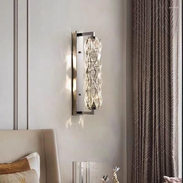 Lámpara de pared Modern Chrome LED Crystal Glass 3 Atenuación cambiable para salón Comedor Dormitorio Escaleras Pasillo Iluminación Sconce
