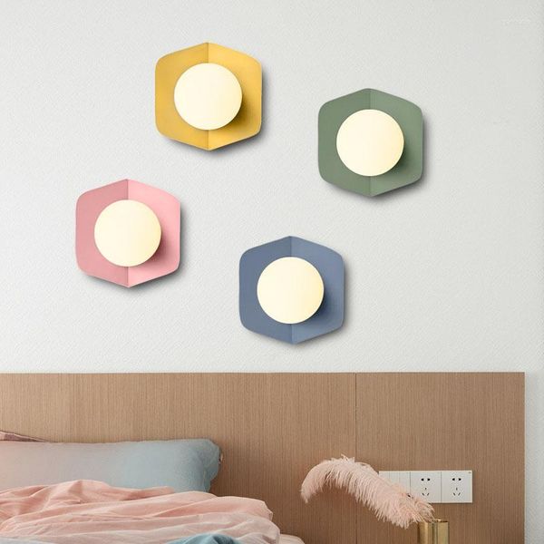 Lámpara de pared moderna colorida sala de estar pasillo cromático LED accesorio de iluminación interior mesita de noche dormitorio decoración del hogar