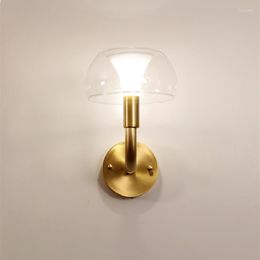 Applique moderne cuivre LED champignon verre abat-jour chevet chambre Style nordique minimaliste allée créative