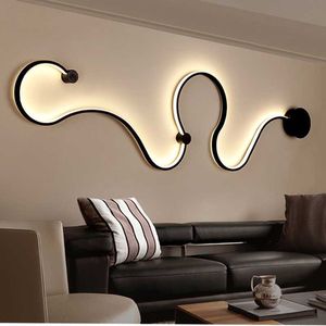 Applique moderne créative acrylique courbe lumière nordique Led serpent applique pour la maison El décors luminaire