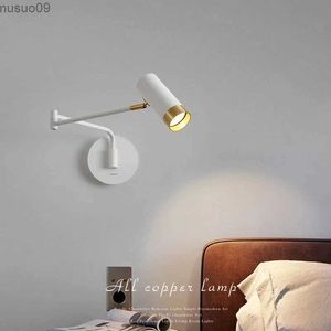 Lámpara de pared LED creativa moderna, lámpara de pared con brazo oscilante retráctil, lámpara de noche para dormitorio nórdico GU10, lámpara de lectura de brazo largo negro/blanco