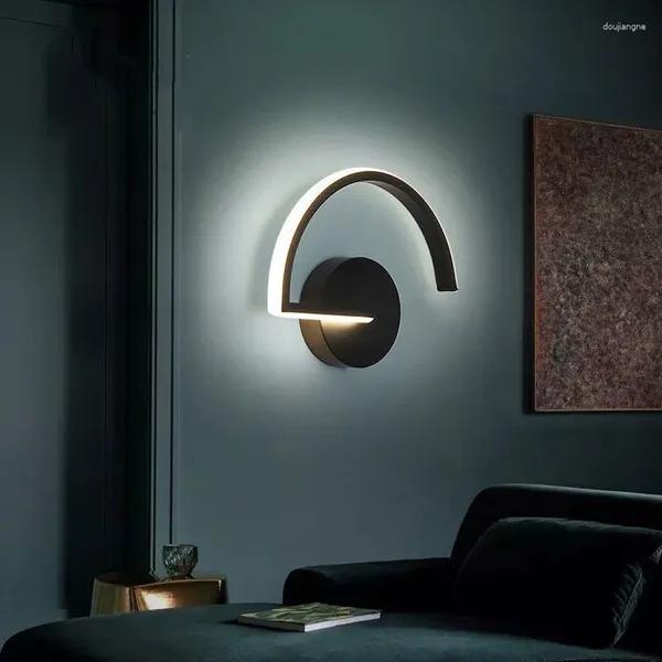 Lámpara de pared LED creativa moderna, aplique minimalista blanco/negro, decoración para sala de estar y dormitorio, luces nocturnas para iluminación del pasillo