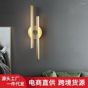 Lámpara de pared Moderna Cristal Nordic Smart Swing Arm Light Velas Apliques LED Apliques Antiguo de polea de madera