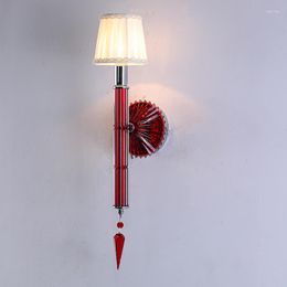 Lámpara de pared Modern Crystsal 1 brazo Apliques de cristal D14cm H55cm Aplique de vela K9 AC D