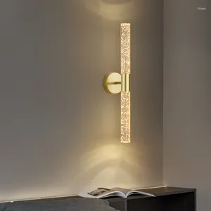 Wandlamp Moderne ontwerper Lange bel kristallen kolom Golden sterrenhemel Hoog doorschijnende minimalisme Woonkamer El Interior Light