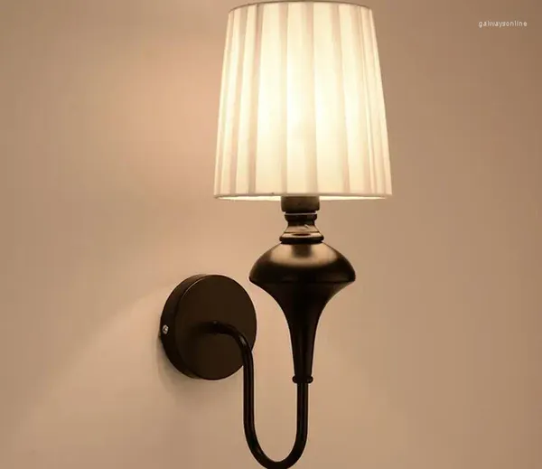Lámpara de pared Moderna El Lighting Tela Pantalla Aplique para pasillo Balcón Dormitorio Blanco Negro Lámparas de noche