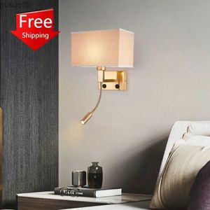 Wandlamp Moderne stoffen wandlamp voor slaapkamer Nachtkastje Hoteldecoratie Spotlight Leeslamp Achtergrond met schakelaar Binnen USB opladen