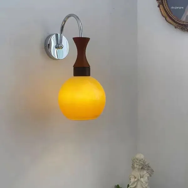 Lámpara de pared moderna de moda creativa lujosa calabaza bola de cristal luces dormitorio estudio sala de estar pasillo LED decorativo