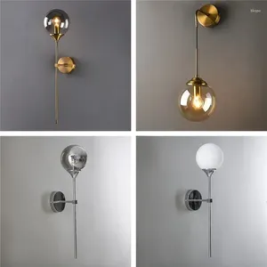 Applique moderne lampes à billes en verre nordique créatif doré Chrome luminaires E14/E27 salon cuisine décoration lumières