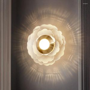 Lampe murale en verre moderne florale métallique de luxe de luxe de protection oculaire à l'œil de lit