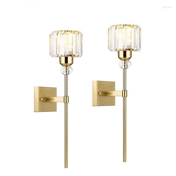 Lámpara de pared moderna de oro/plata, aplique de cristal, baño, sala de estar, vestíbulo de moda, escalera, luminaria Led K9