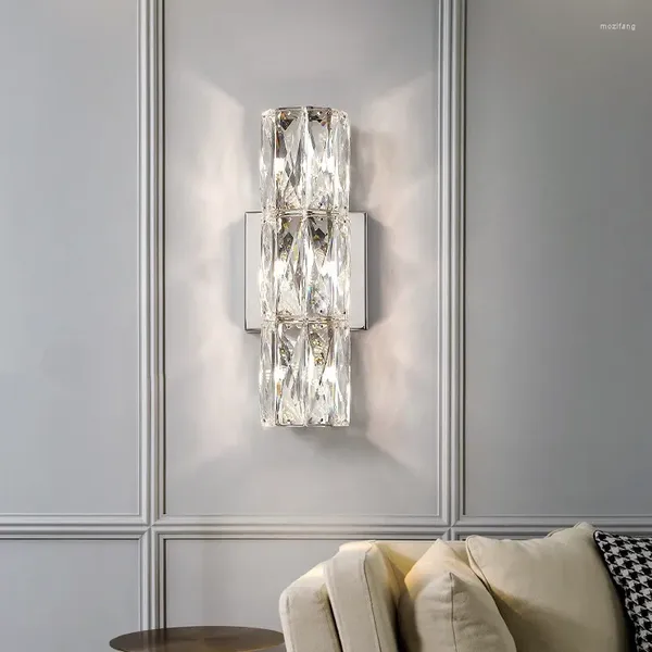 Lampe murale moderne Crystal Light Light Nordic Luxury Salon Room Bedroom Bedside Long El Villa Corridor Bracket