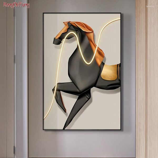 Lámpara de pared Caballo moderno Luminoso con pintura interior para sala de estar Comedor Sofá Fondo Decoración colgante de cabecera