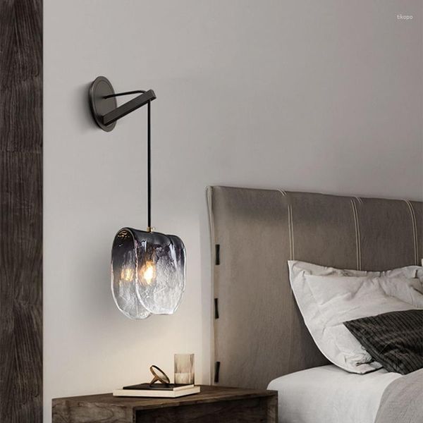 Applique murale moderne intérieur LED gris vitraux lampes veilleuse Minimal petit pour chambre lumière intérieure décor de chambre