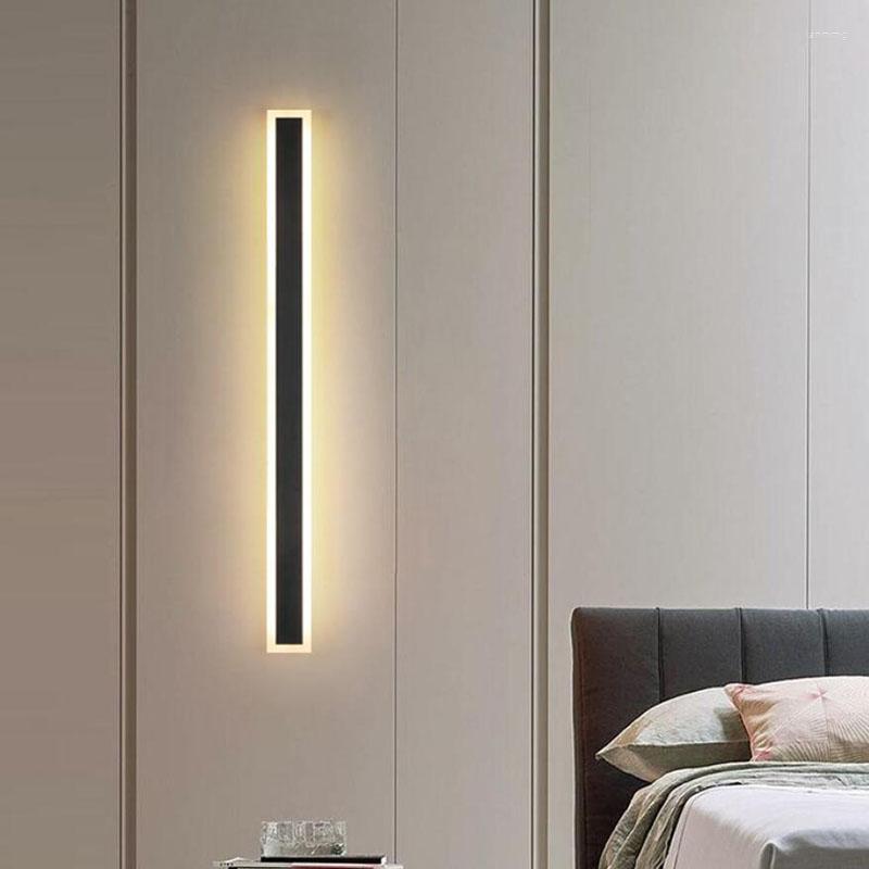Lampa ścienna nowoczesne wewnętrzne paski na zewnątrz LED wodoodporne IP65 aluminiowe ogrodowe ganek oświetlenie sypialni oświetlenie korytarza