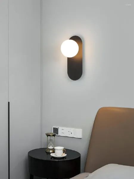 Lámpara de pared Lámparas de hierro modernas Mesita de noche Dormitorio Luz de lectura Sala de estar Tv Fondo Pasillo Entrada Pantalla de vidrio Luminaria